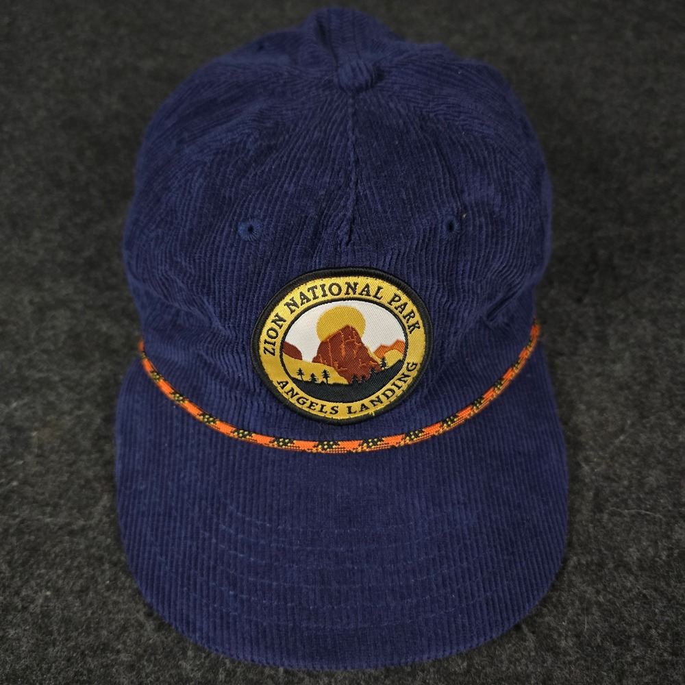 Mad Engine Zion National Park Angels Landing Navy Corduroy Rope Snapback Hat